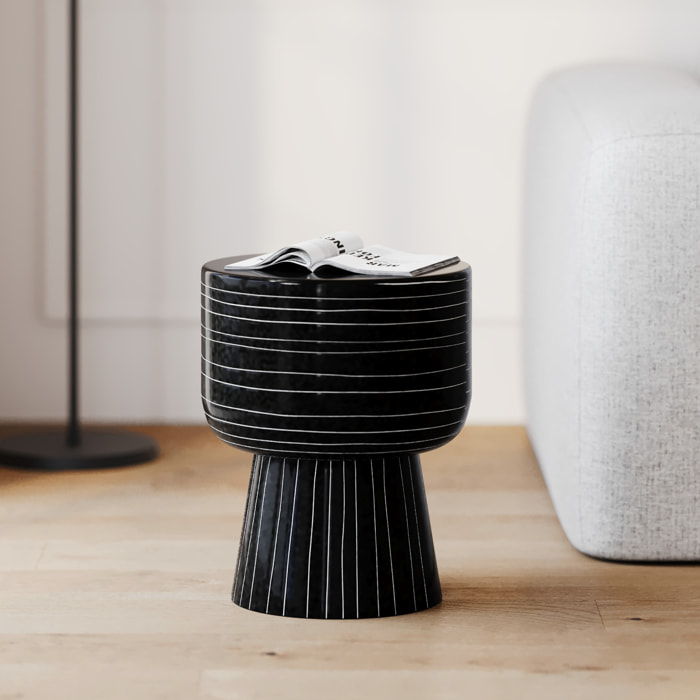 Table d'appoint ronde en métal noir D34 cm - Zita