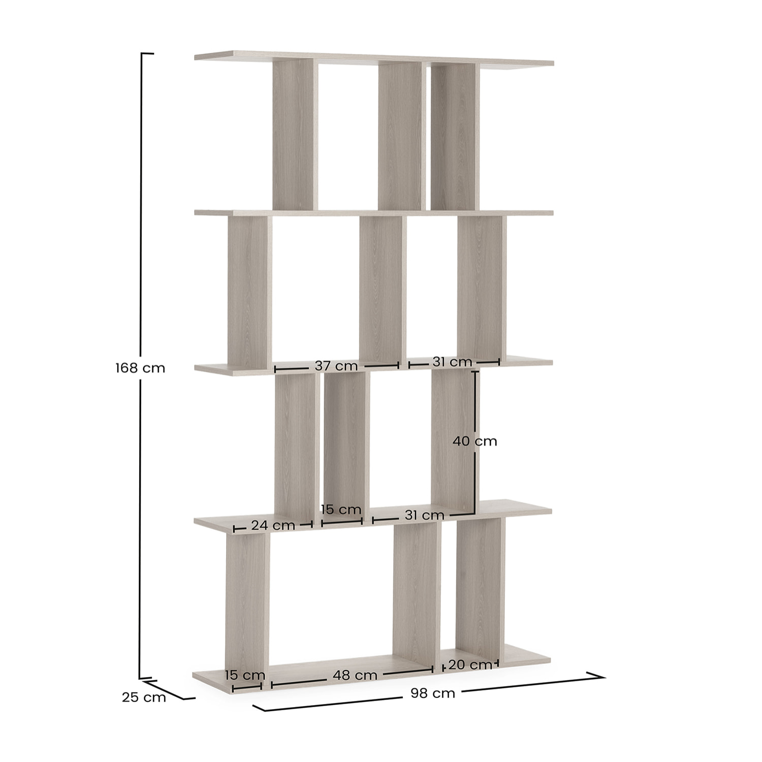 Estantería Niko 8 huecos efecto Roble