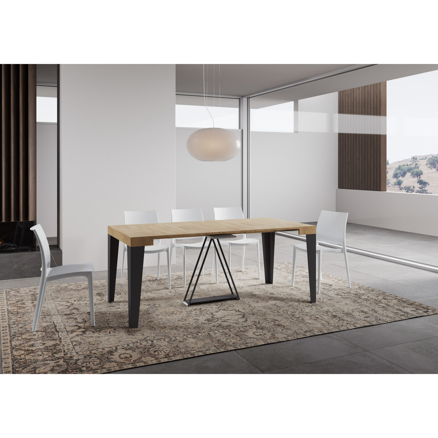 Consolle allungabile 90x40/300 cm Algo quercia natura telaio antracite
