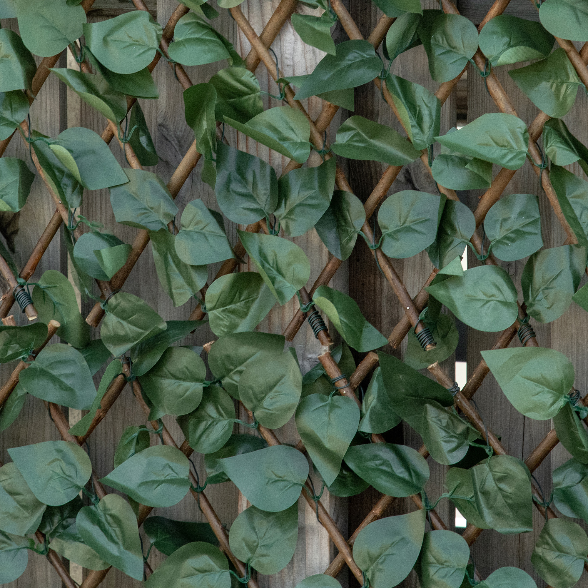 Haie artificielle 4 pièces feuilles de lierre polyester osier vert