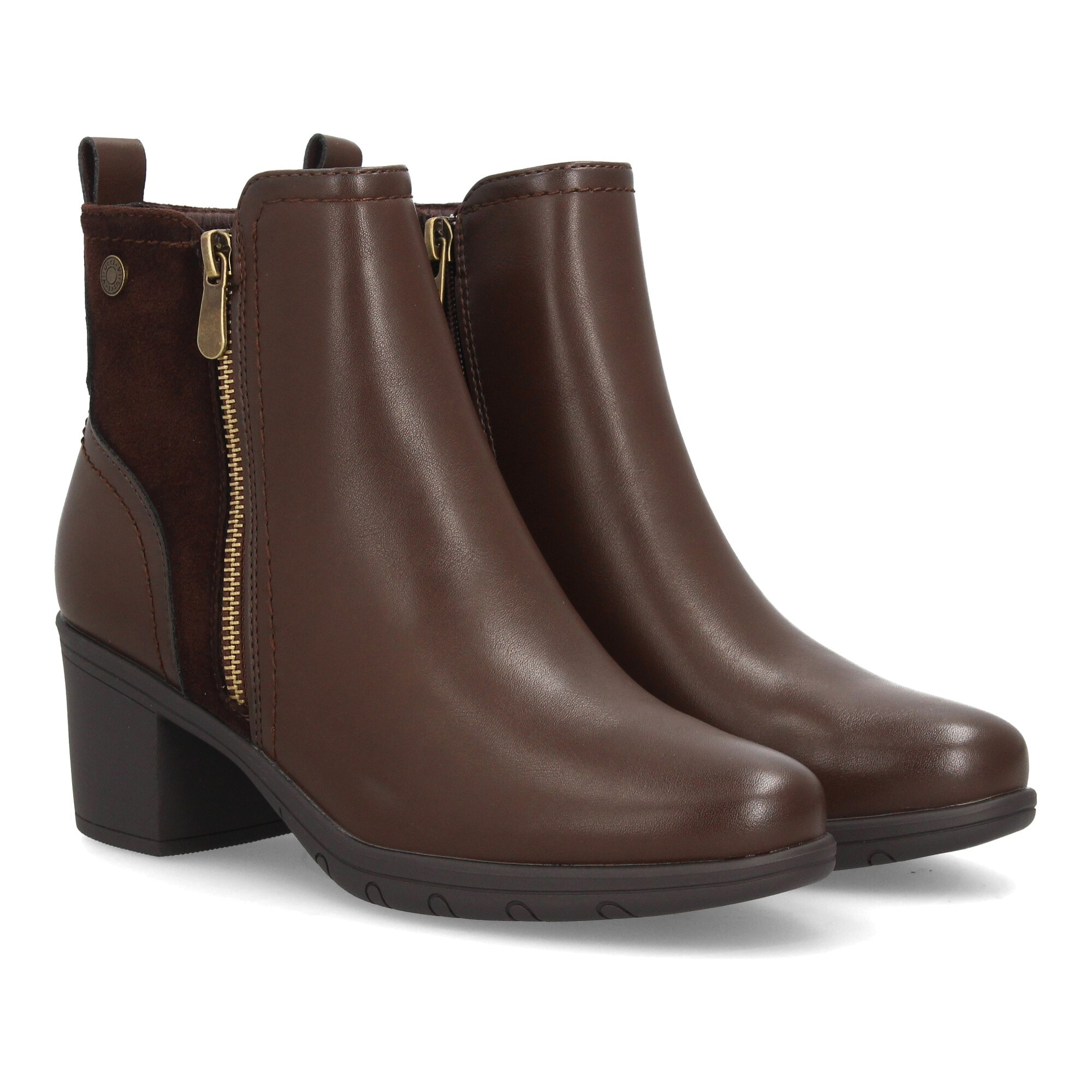 Botines elegantes con tacón ancho y cremallera
