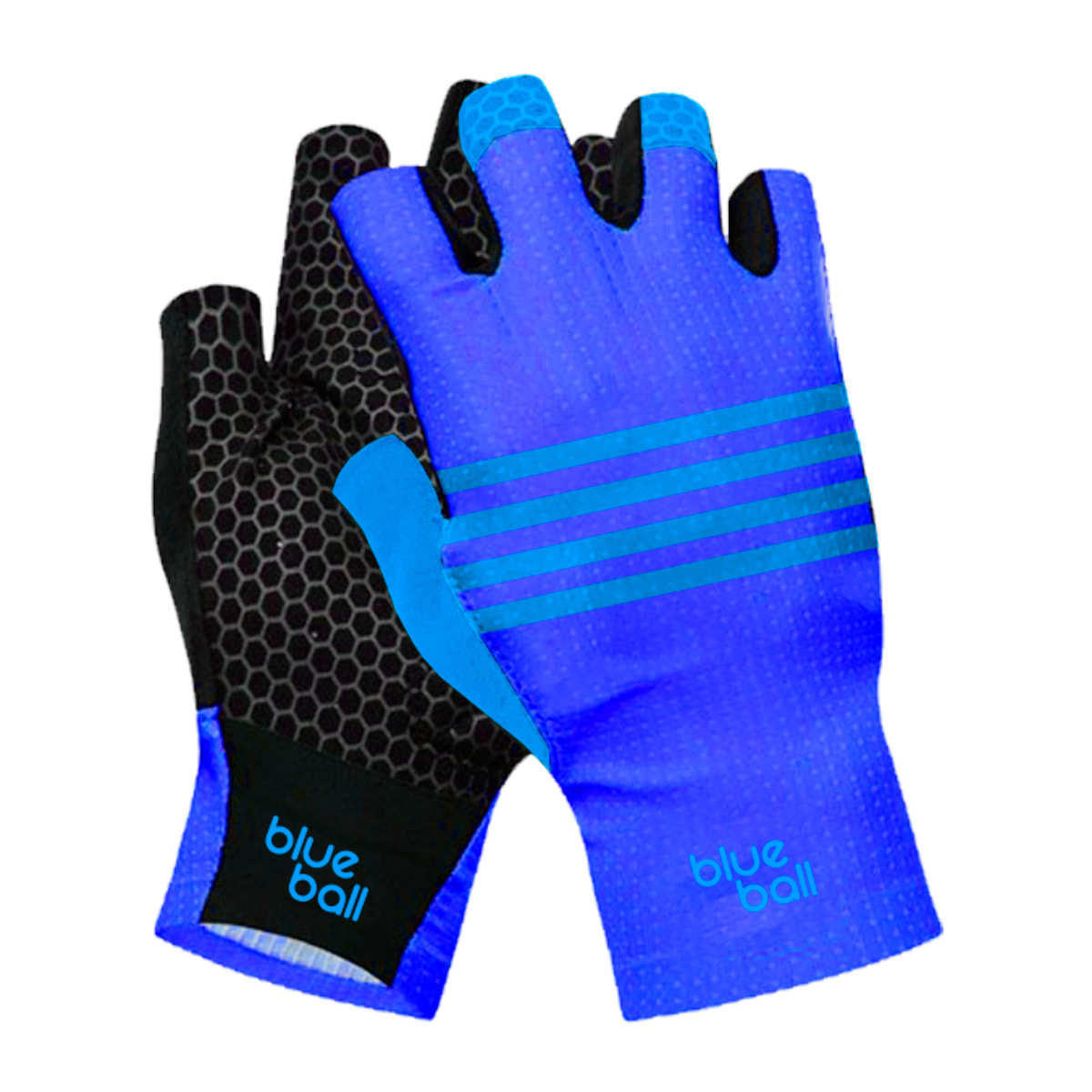 GUANTI DA CICLISMO CORTI BLUEBALL IN BLU CON STRISCE BIANCHE