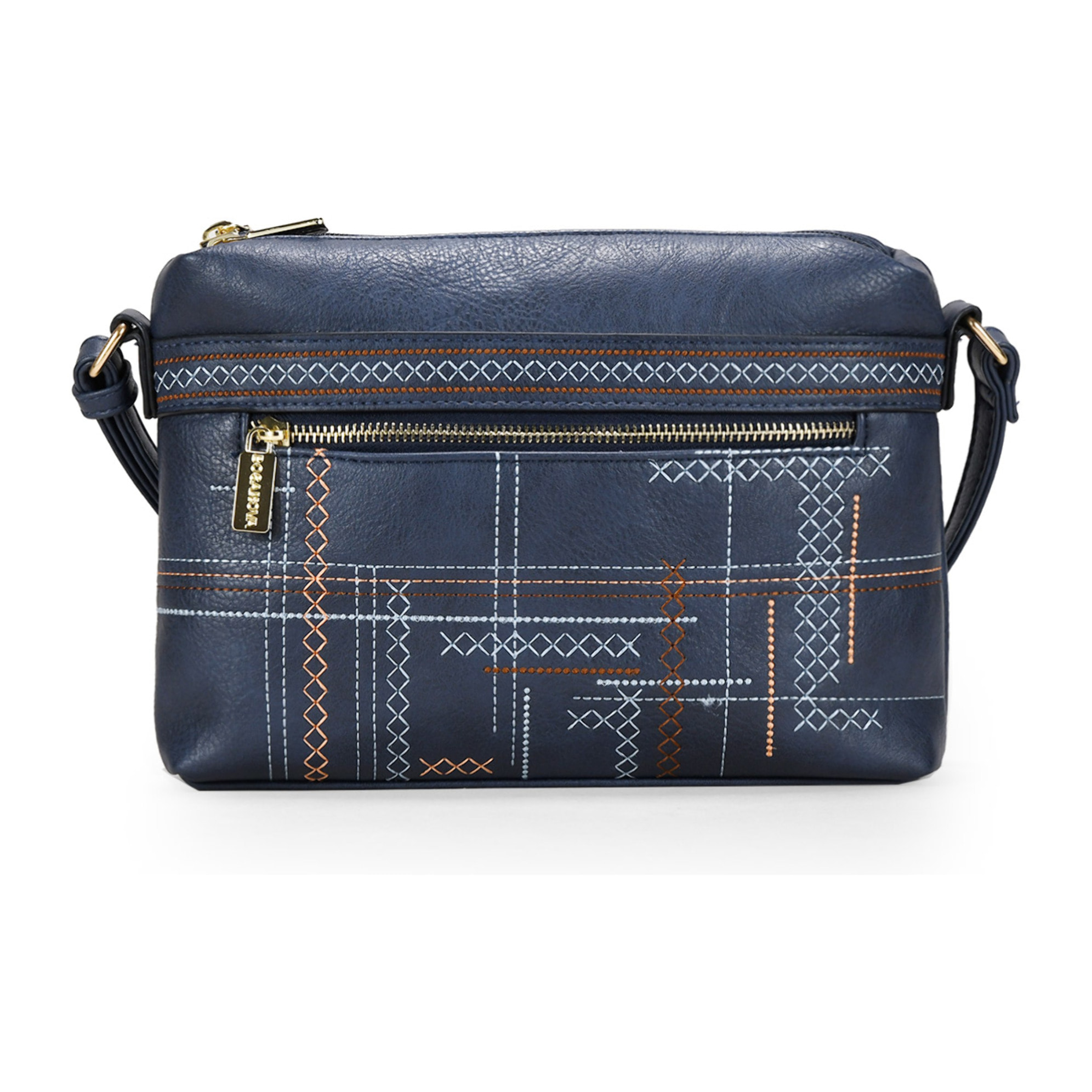 Bolso bandolera azul doble cremallera