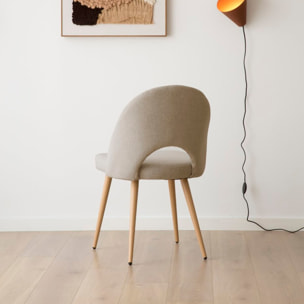 Chaise rembourrée Onna -tissu et bois-couleur beige 52 x 85 x 59 cm