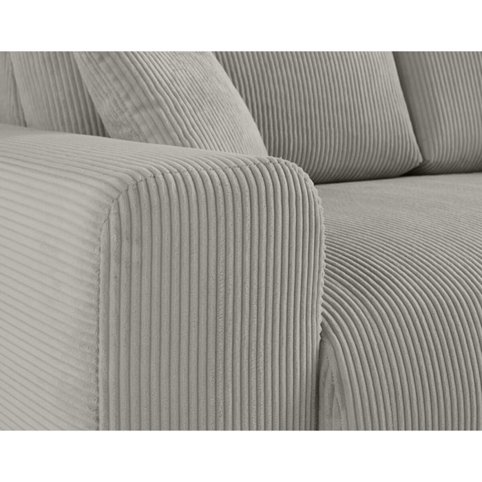 Garance - canapé droit 3 places - en velours côtelé - Gris clair