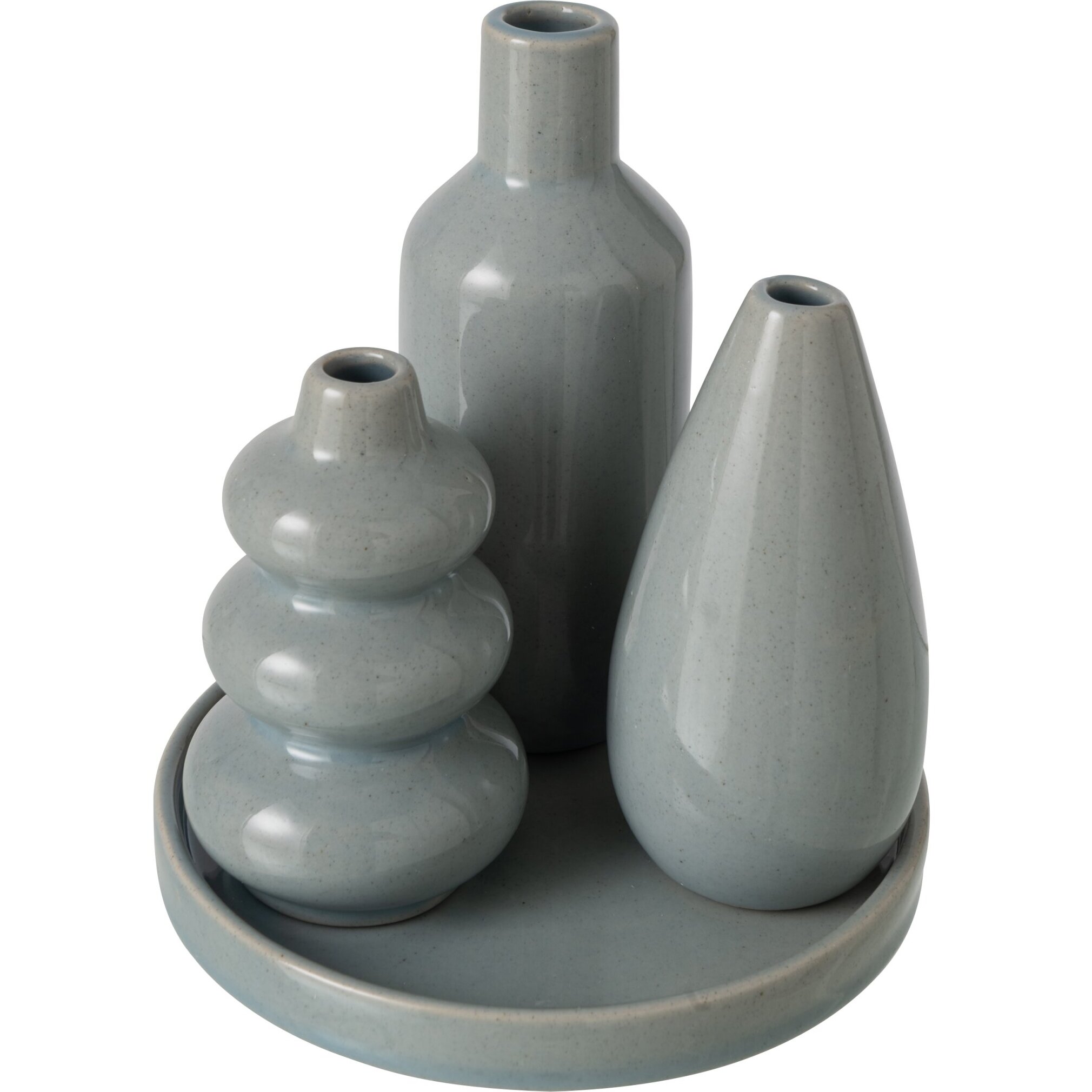 J-Line Vase soliflore - porcelaine - gris - set de 4