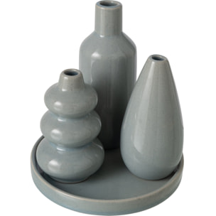 J-Line Vase soliflore - porcelaine - gris - set de 4