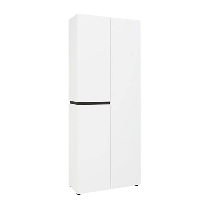 Scarpiera Baiso, Mobile portascarpe, Armadio da ingresso multiuso, Mobiletto per calzature, Made in Italy, 80x34h200 cm, Bianco lucido e Antracite