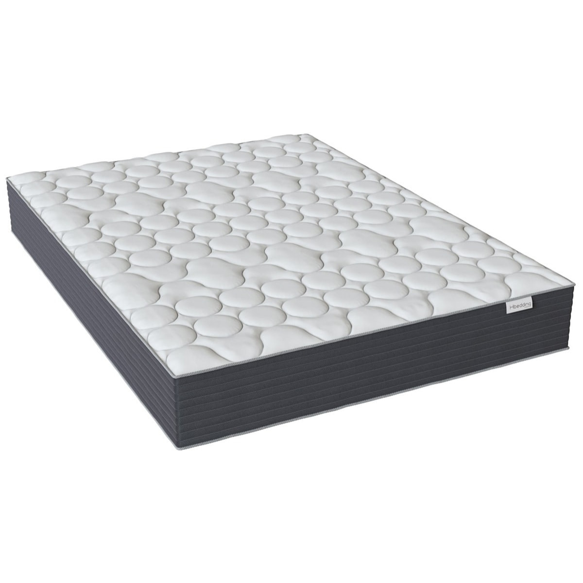 Ensemble lit 140x190cm + matelas Memo HR avec tête de lit capitonnée en tissu gris foncé - sommier à lattes - Milo