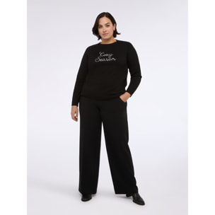 Fiorella Rubino - Pantaloni Wide Leg in tessuto scuba - Nero