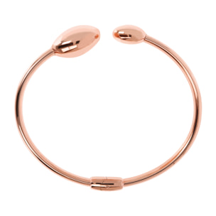 Bracciale Rigido con Doppia Bead Lucida in Golden Rosé