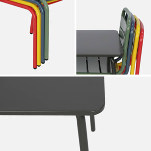 Salon de jardin enfant. table et chaises métal + 4 assises Anna - Multicolore. 48x48cm