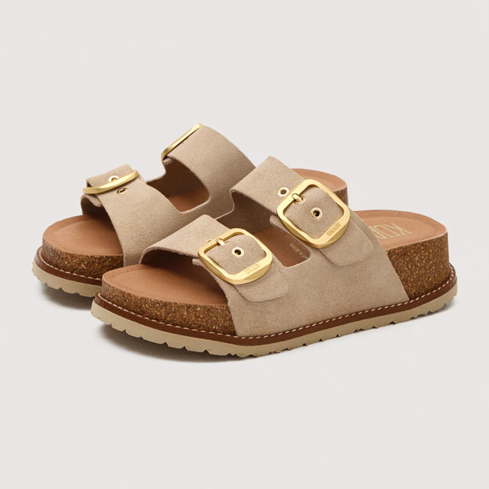 Sandalia Bio Piel Arena con Cuña - Sintran