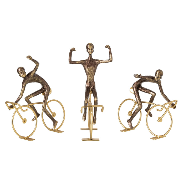 J-Line Cycliste - polyrésine - marron/doré - large - assortiment de 3