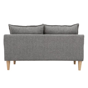 Canapé scandinave 2 places en tissu gris et bois clair KATE