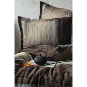 Parure housse de couette 240x220 cm et 2 taies d'oreiller 63x63cm satin de coton imprimé