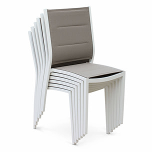 Lot de 2 chaises Chicago - Aluminium blanc et textilène taupe