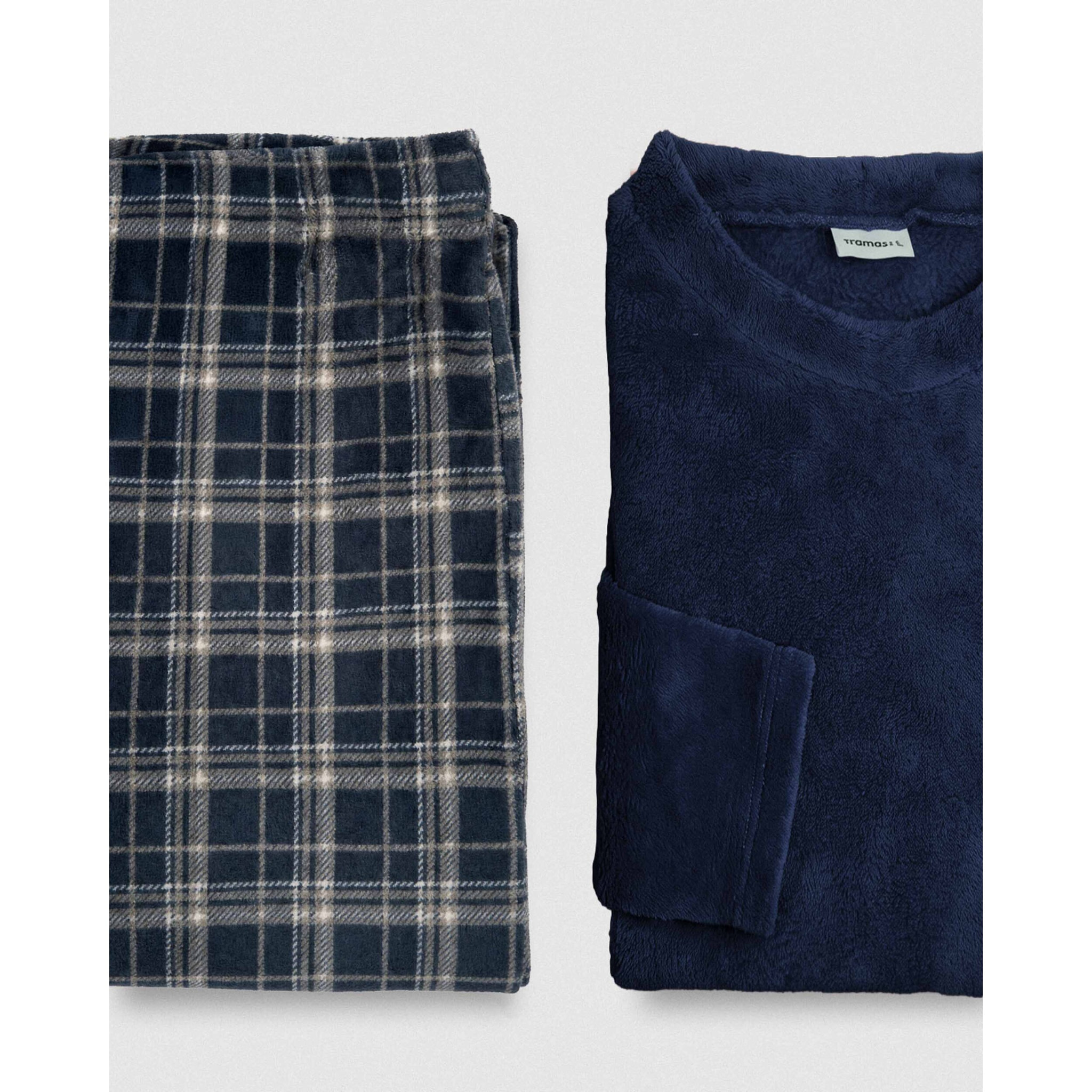 Pijama coral cuadro brais burdeos