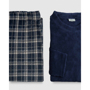 Pijama coral cuadro brais burdeos