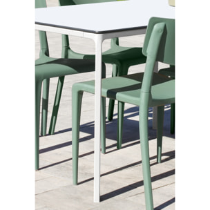 MEET - Table de jardin 8 places en aluminium laqué et peinture Epoxy blanc