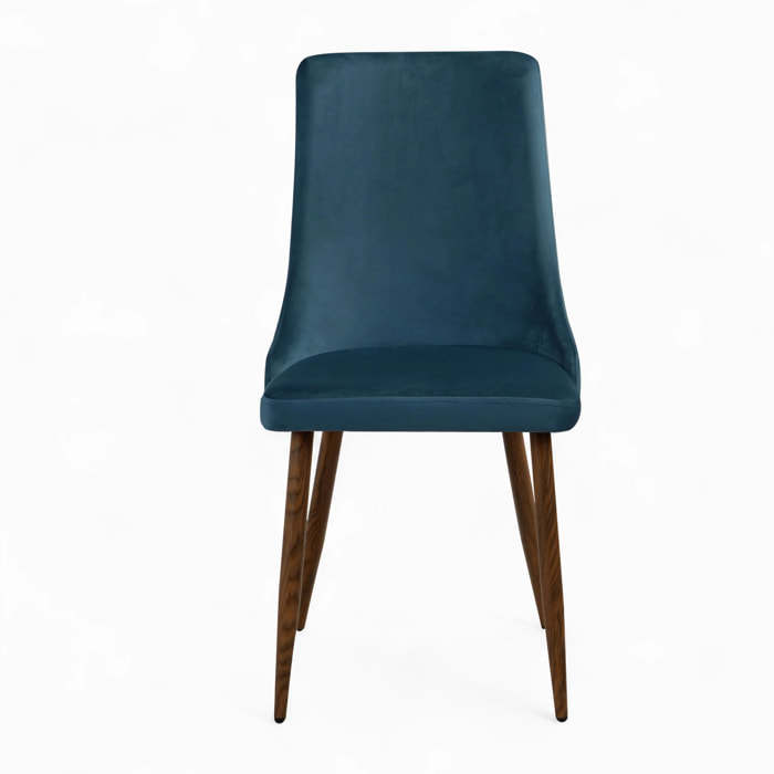 Pack 4 chaises en velours gris et bleu - Vinni