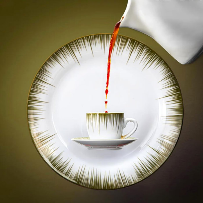 Set 6 tazzine da caffè Raggi con piattini in porcellana