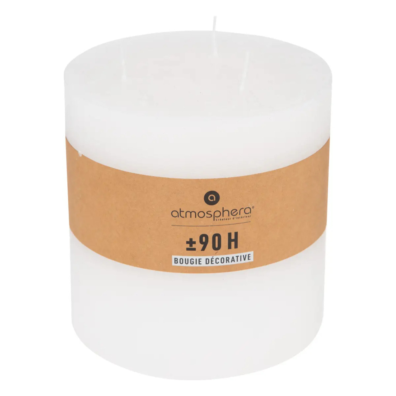 Bougie rustique "Olia" 3 mèches blanc 1,9kg