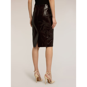 Motivi - Gonna tubino midi in tessuto spalmato - Bordeaux