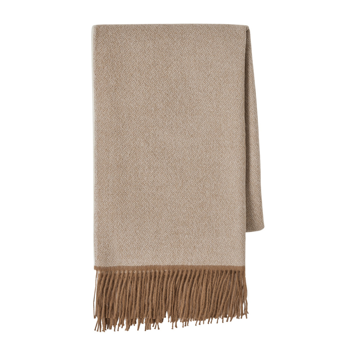 Plaid uni en alpaga, NOMADE, Beige Noisette