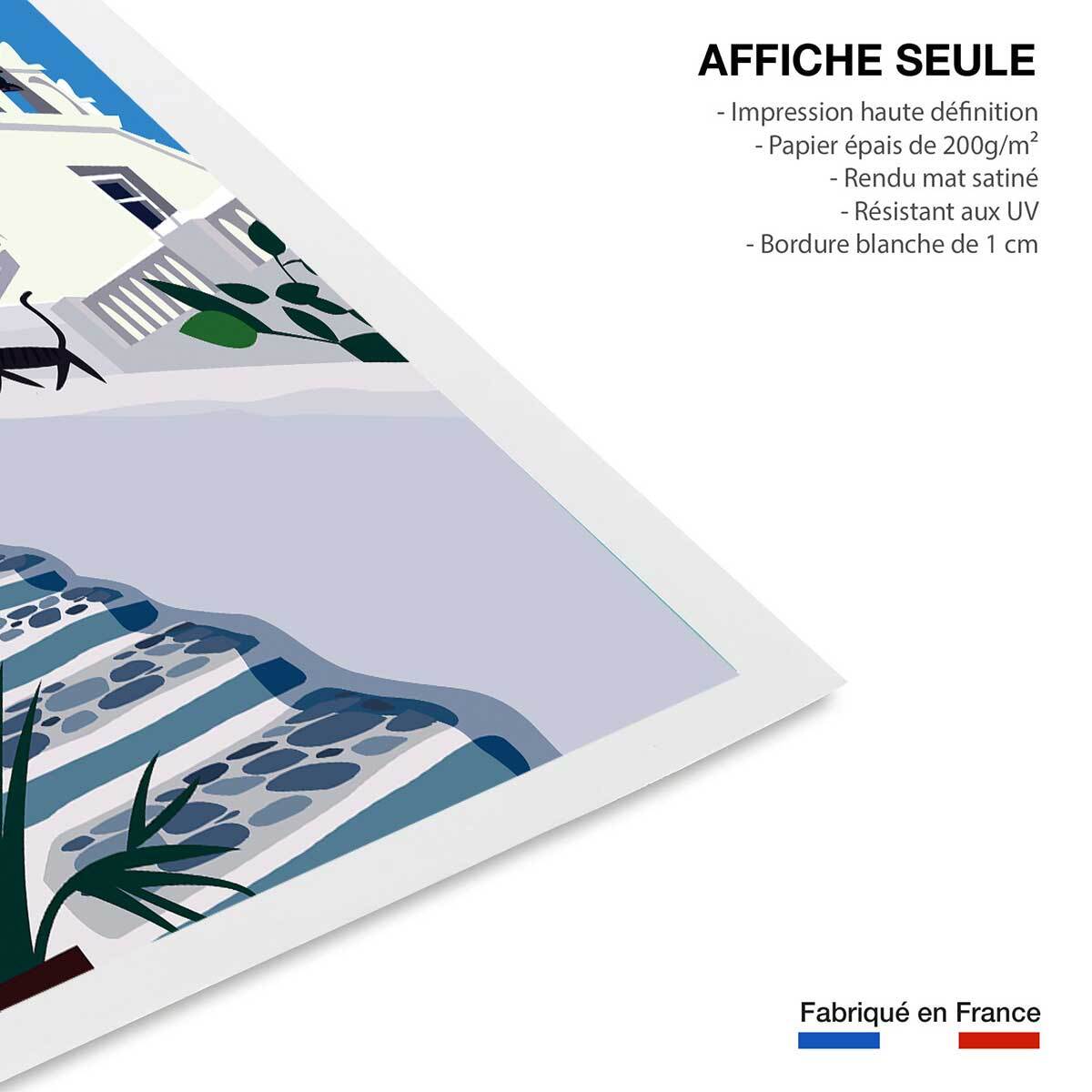 Poster de santorini blanc bleu Affiche seule