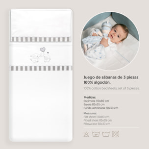 Triptico Minicuna Parejita Elefante Bco/Gris