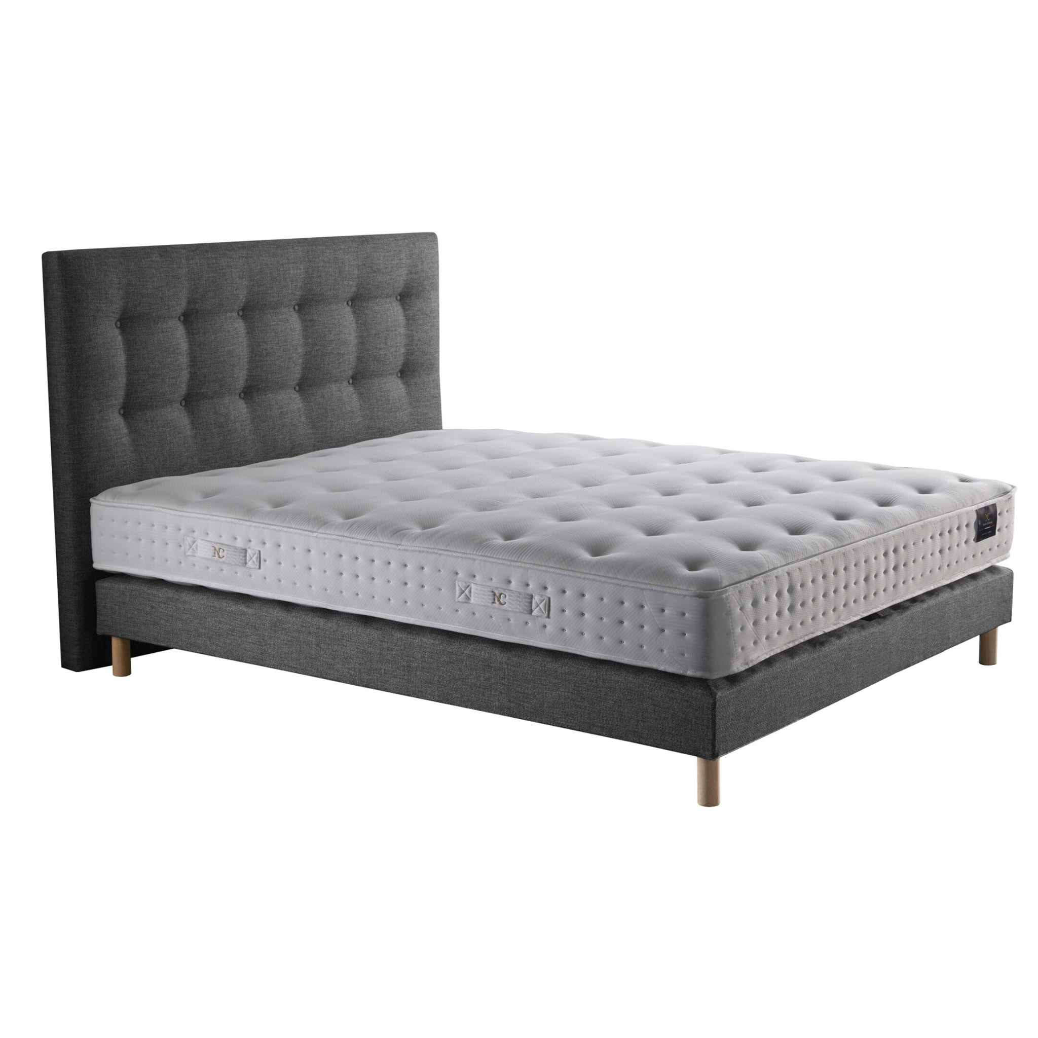 Ensemble matelas latex naturel, CLARTE + tête de lit capitonnée + sommier 11 cm