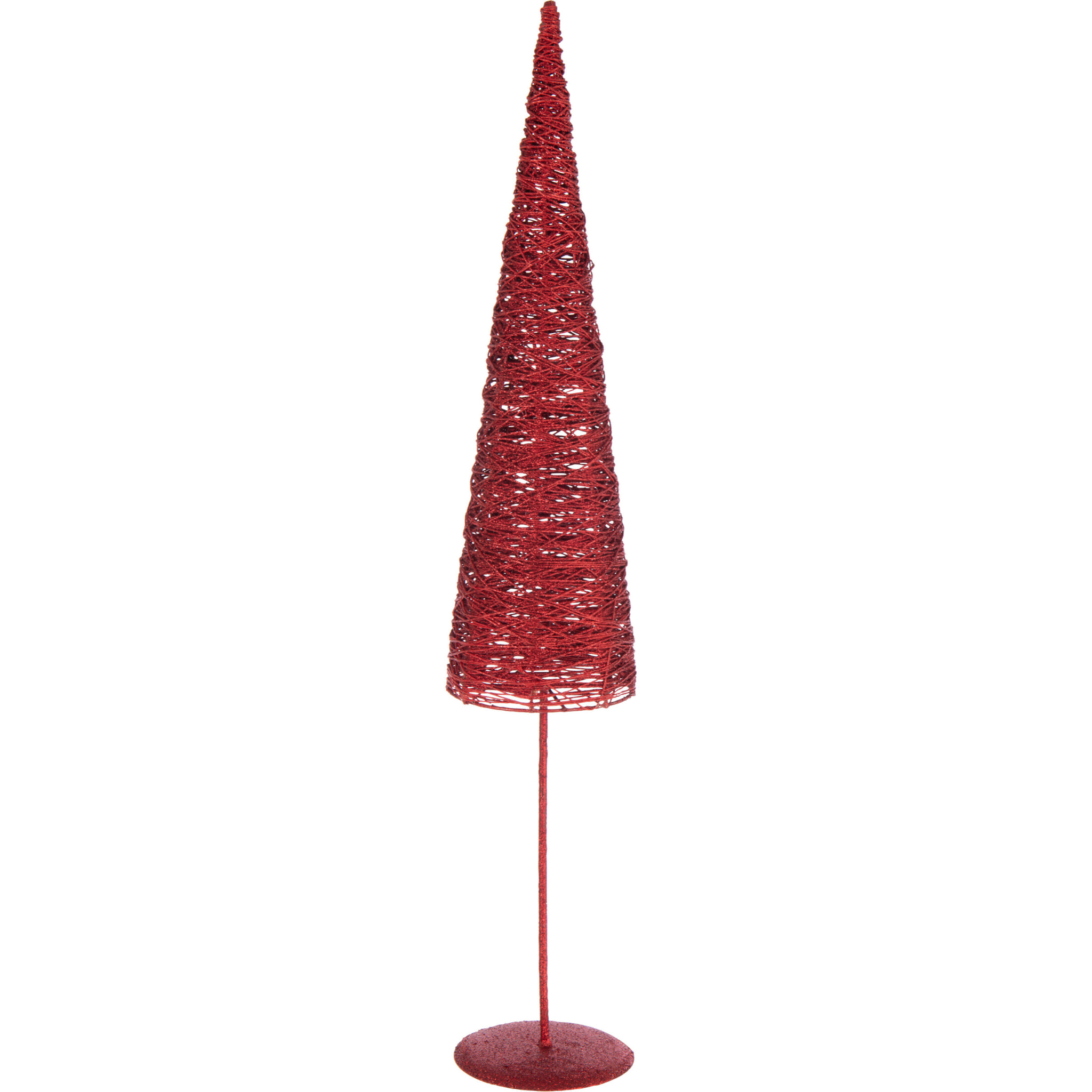 J-Line décoration Sapin De Noël Sur Base - métal/papier - rouge - large