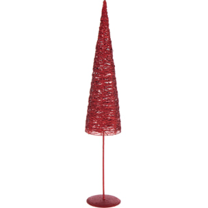 J-Line décoration Sapin De Noël Sur Base - métal/papier - rouge - large