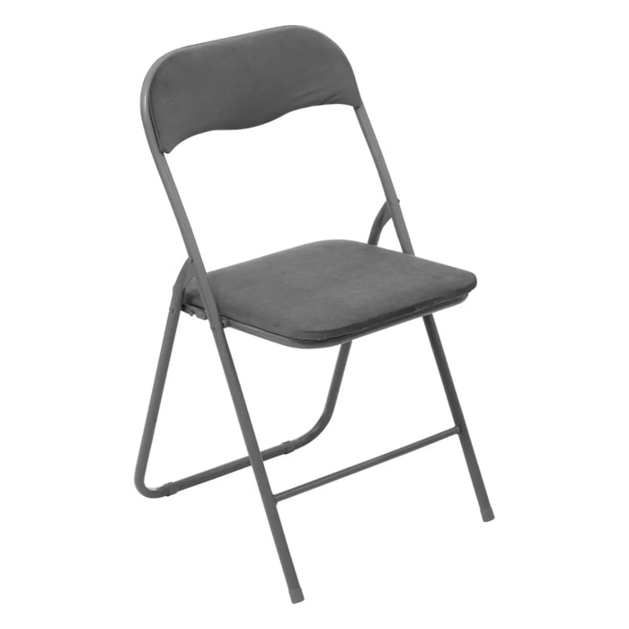 Chaise pliante en velours gris anthracite