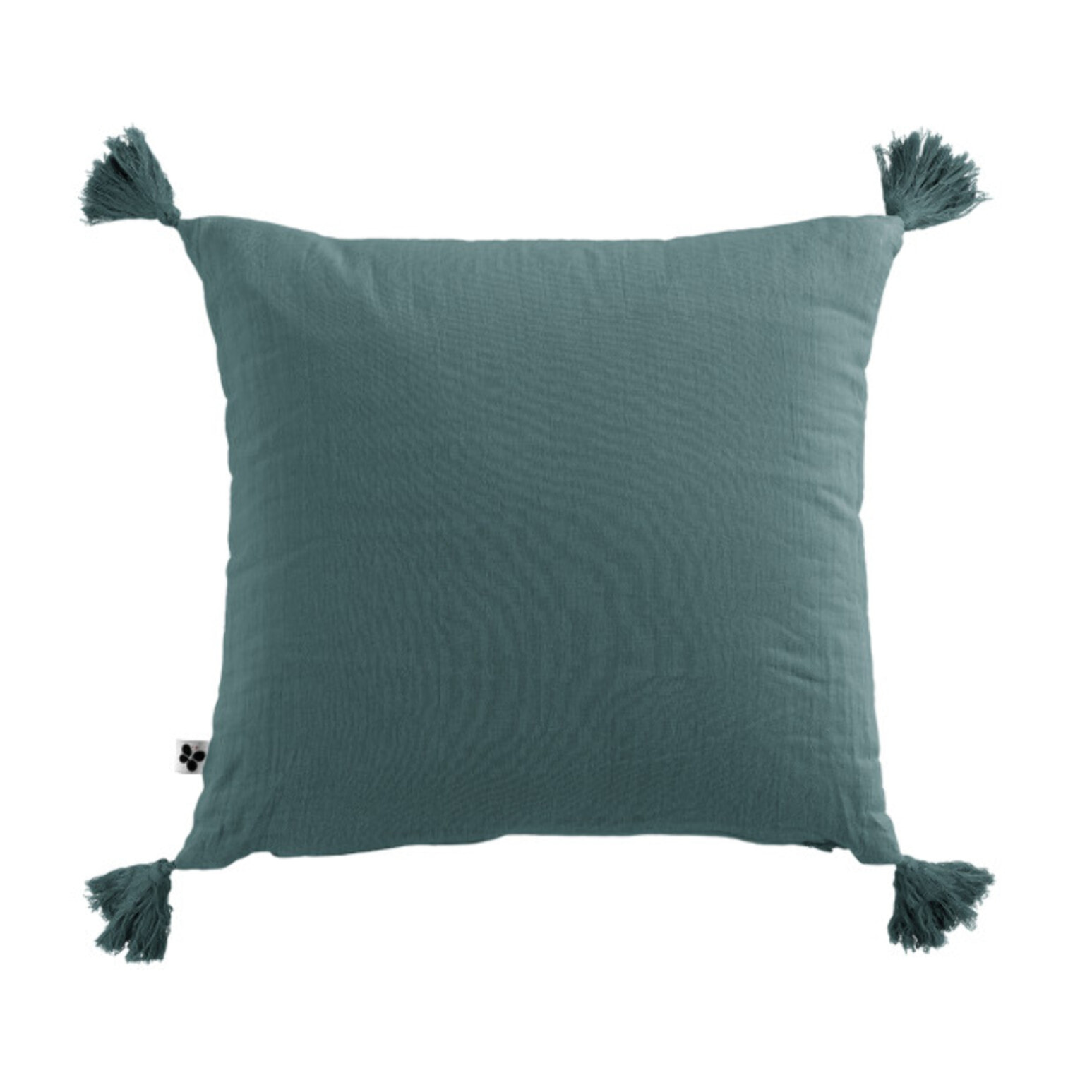 Coussin en gaze de coton 40 x 40 cm à pompons - 10 coloris - GAIA