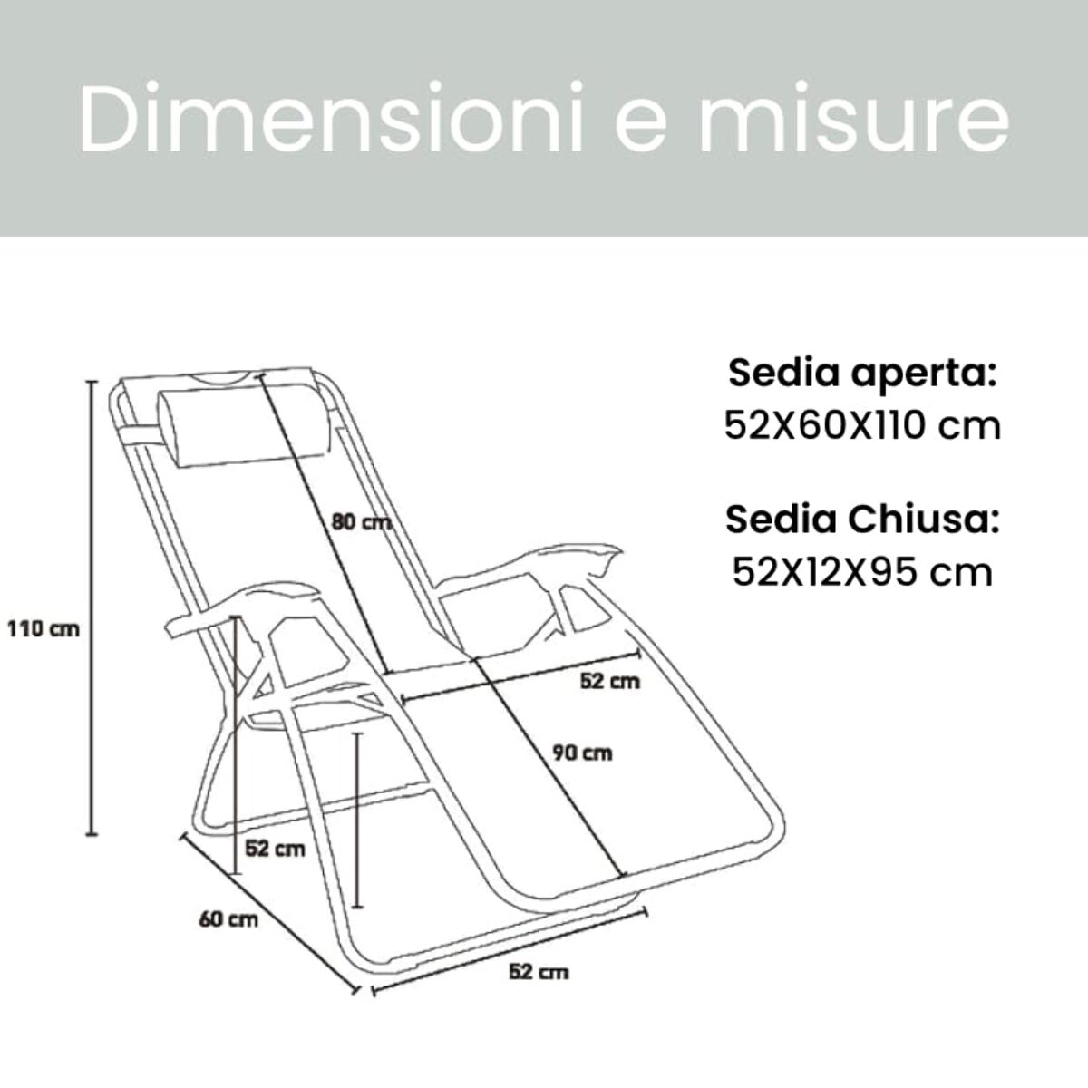 INTRECCI Sedia Zero Gravity Pieghevole Reclinabile da Giardino Terrazzo con Cuscino, Sedia Sdraio in Acciaio per Esterno Decorativa Balcone Verde