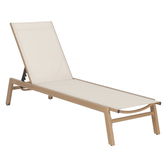 Bain de soleil en aluminium imitation bois  "Elysia" - Ecru