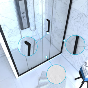 PACK PAROI PORTE DE DOUCHE + RECEVEUR A POSER - 120x90 COULISSANTE-CRUSH MOON 120x90