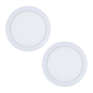 FORLIGHT Easy Circular - 2 Downlights con LED integrado 3000K para iluminar hacia abajo ON/OFF ø30cm Color Blanco