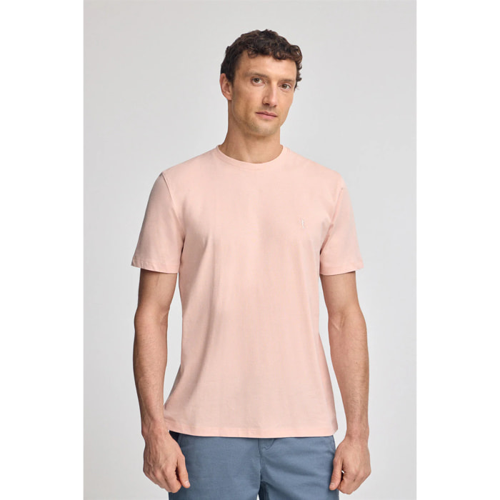 Camiseta color maquillaje básica de cuello redondo y bordado Rigby Best