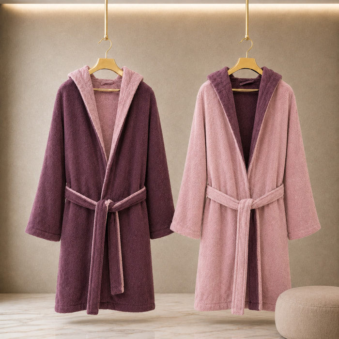 COTONE EGIZIANO Accappatoio Reverse in cotone egiziano 430 gr_Pink Mela
