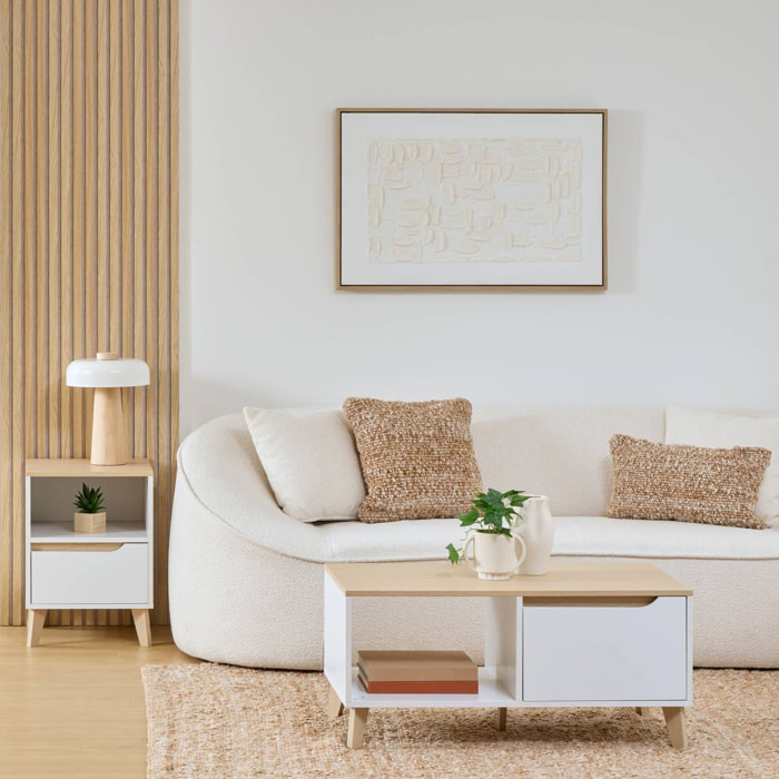 Table basse Luma rectangulaire 48x90cm blanc