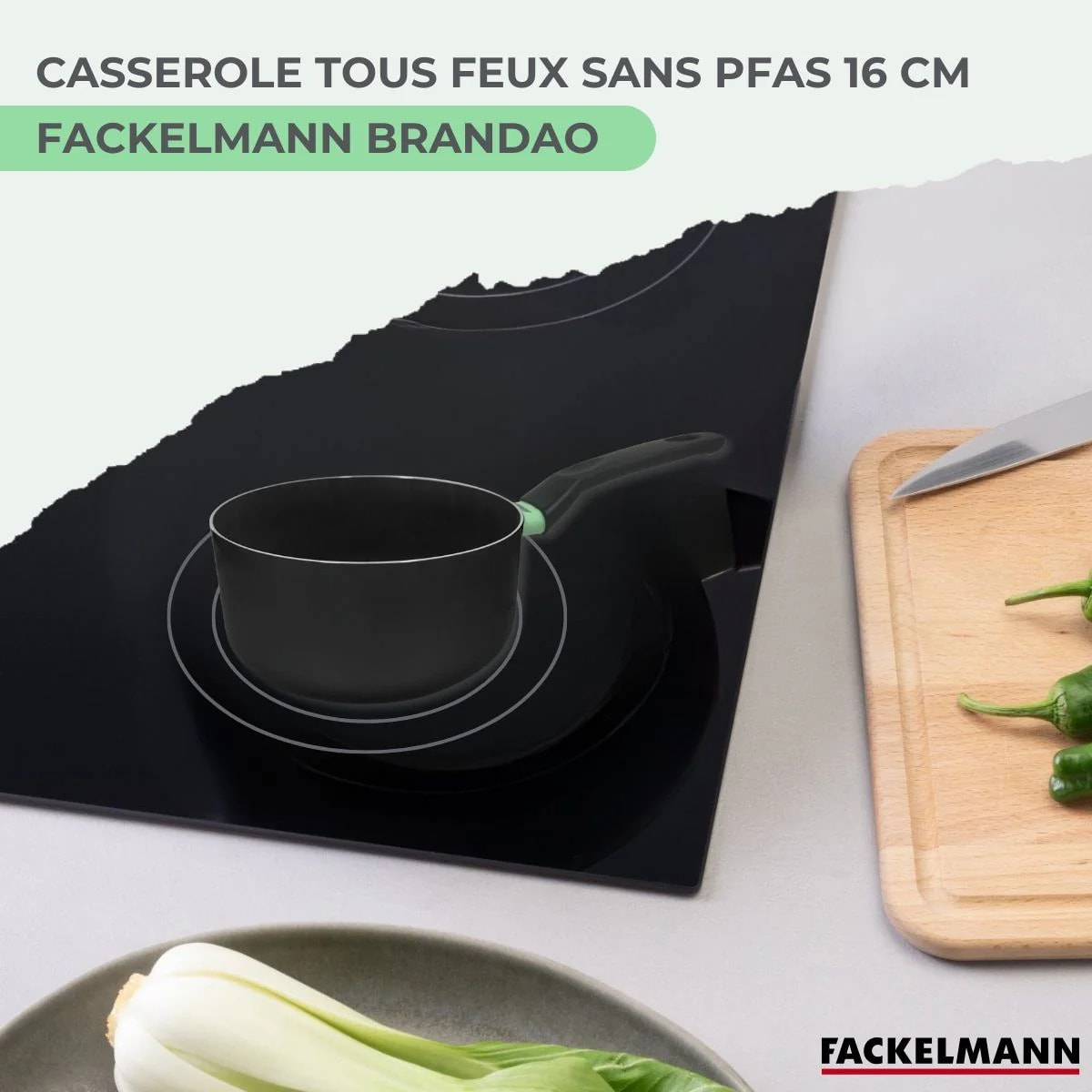 Casserole 16 cm aluminium revêtement céramique antiadhésif sans PFAS Fackelmann Brandao