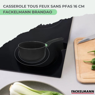 Casserole 16 cm aluminium revêtement céramique antiadhésif sans PFAS Fackelmann Brandao