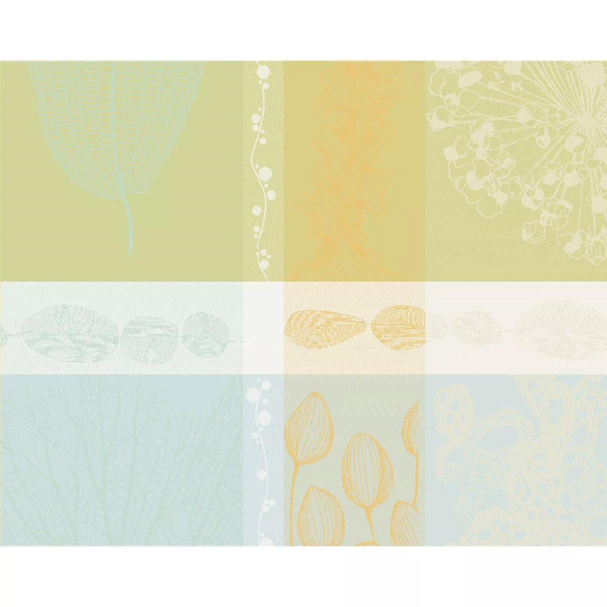 Set pur coton motif jacquard jaune vert Mille lieues aube