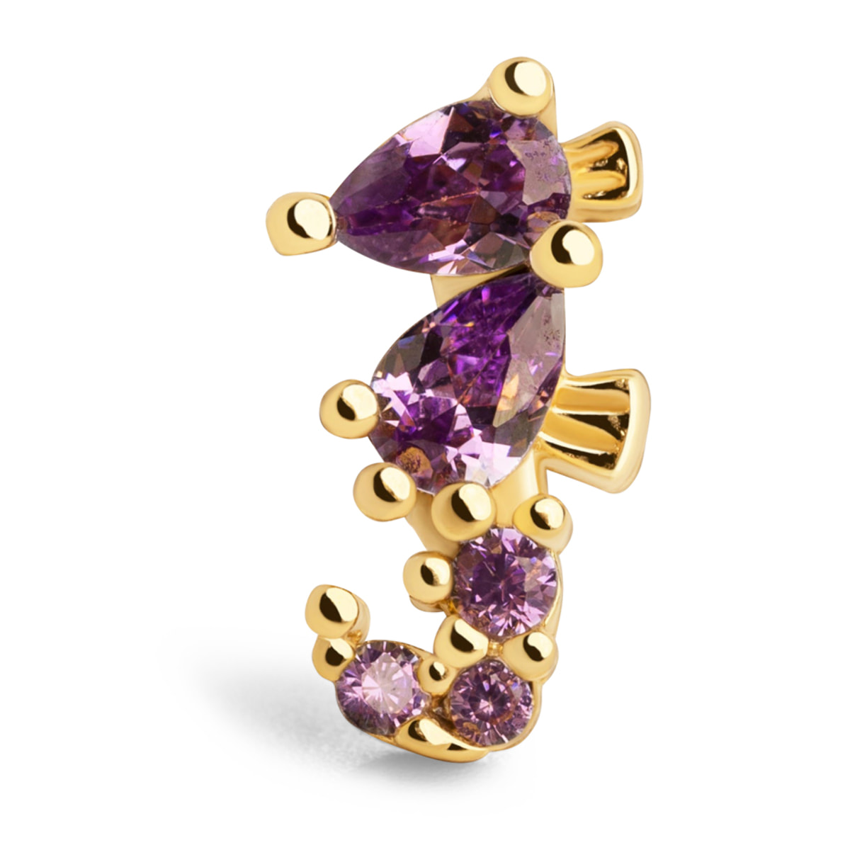 Orecchino Singolo Seahorse Argento Placcato Oro