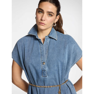 Elena Mirò - Vestido de denim con cinturón - Light - blue