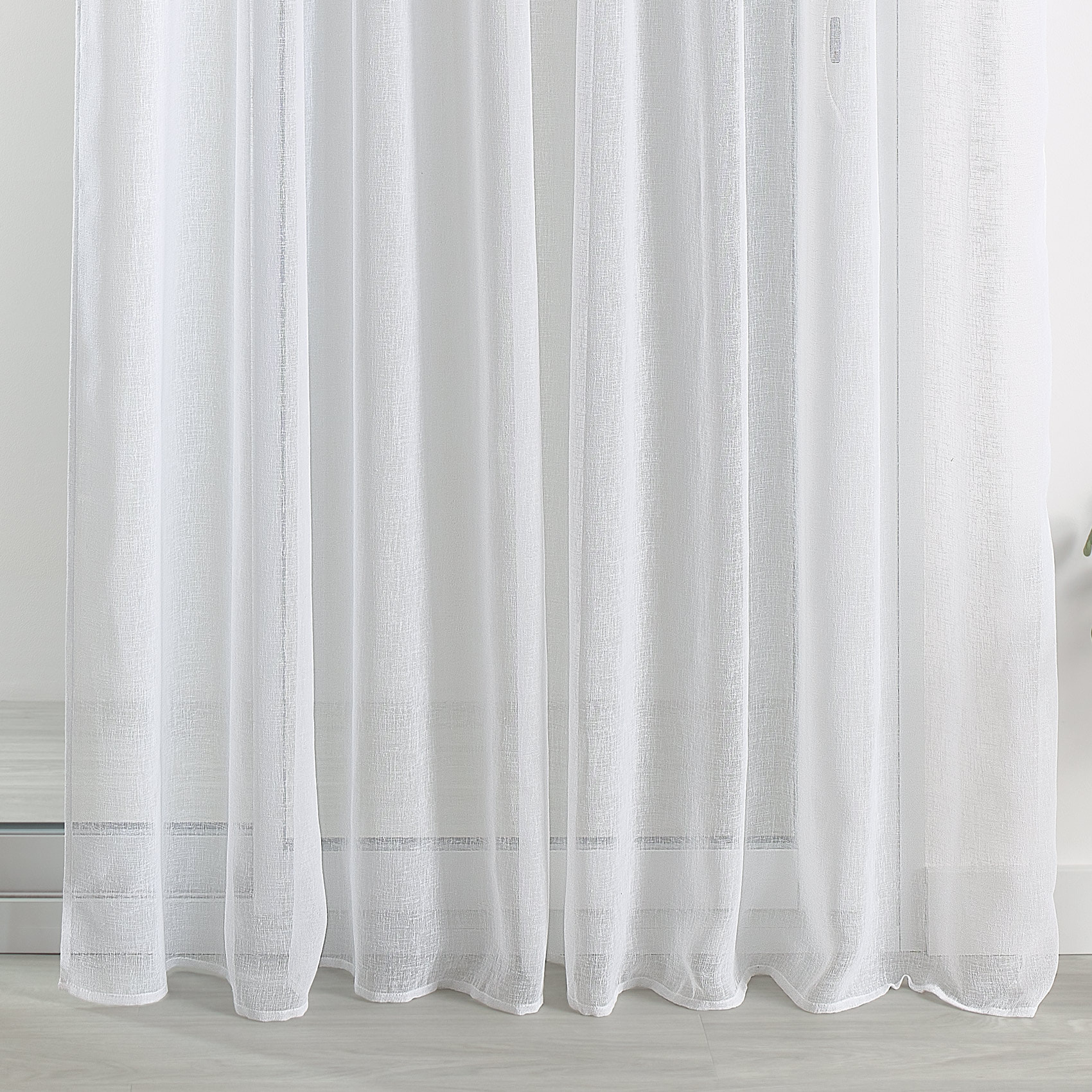 Voilage  - Effet lin à galon fronceur - Blanc