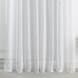 Voilage  - Effet lin à galon fronceur - Blanc